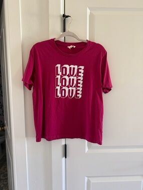Sezane Fuchsia Short-Sleeve 'LOVE' Graphic Tee